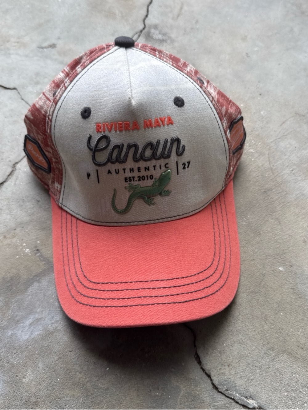 Pier 1 Coral Patterned Adjustable Baseball Cap